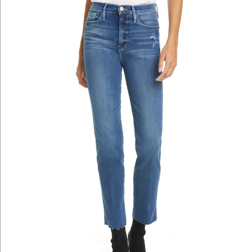 Frame Le Sylvie High Waist Raw Edge Jeans NWOT Size 25